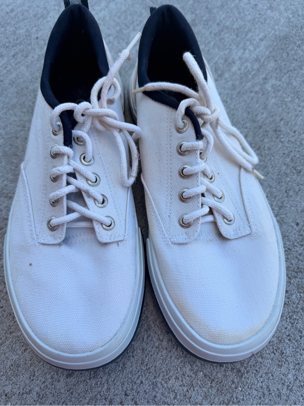 Cherokee White Canvas Sneakers with Black Collar